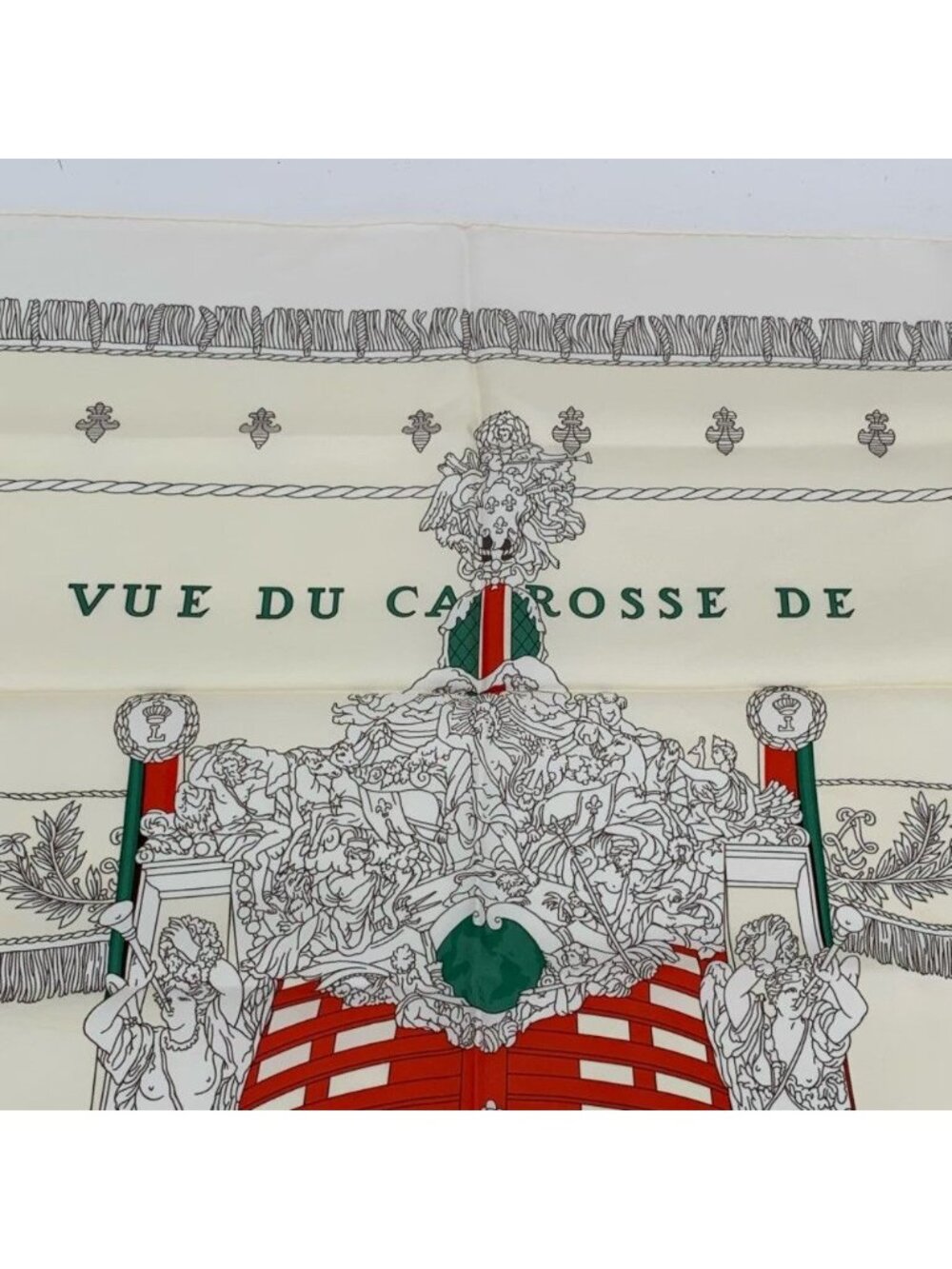 Hermes Carre 90 Vue du Carrosse de la Galere la Reale Queen's Coronation White - Picture 6 of 7